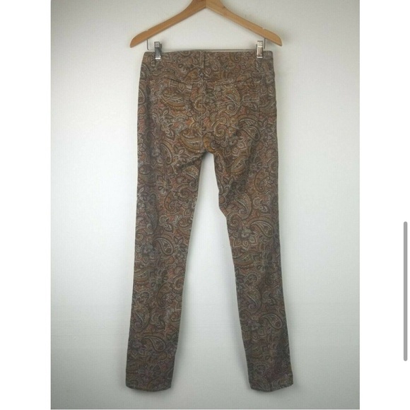 Prana Women Pants 8 Medium Skinny Corduroy Paisley Mid-Rise Brown Cotton - Picture 5 of 8
